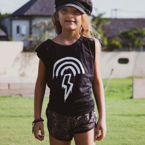 Rainbow Lightning Monochrome Drip Baby Kids Muscle Tee