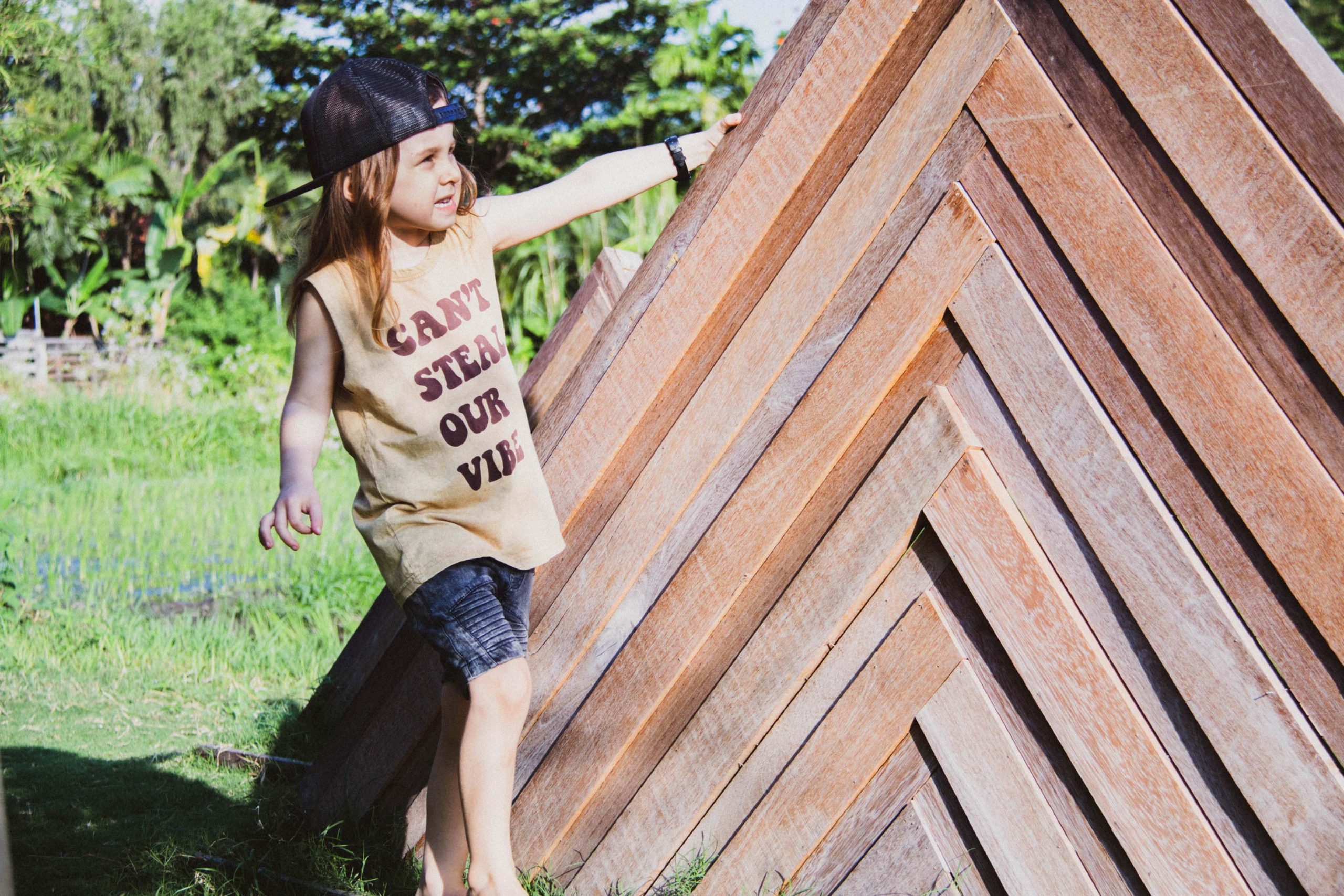 Can't Steal Our Vibe Yellow Sand Wash Kids & Baby Muscle tee - Image 2