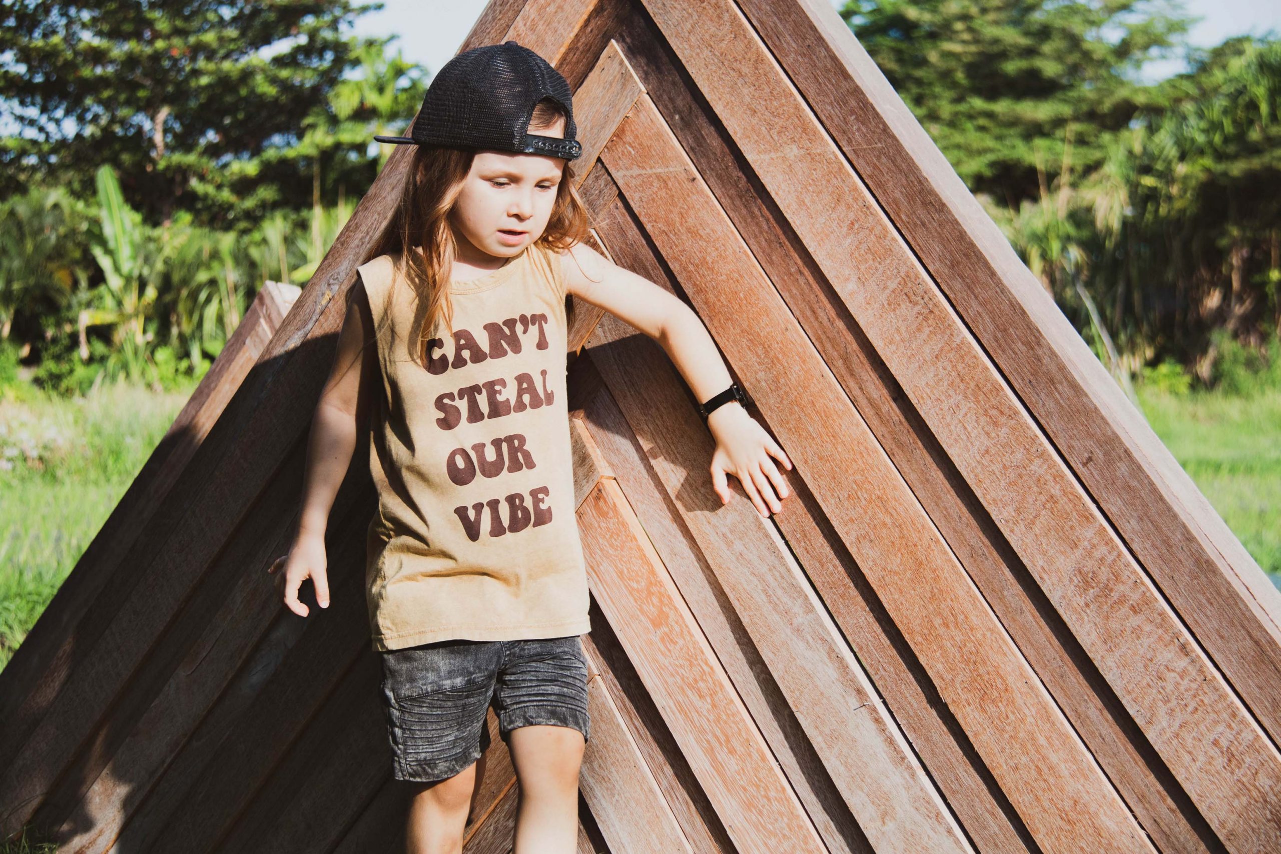 Can't Steal Our Vibe Yellow Sand Wash Kids & Baby Muscle tee - Image 3