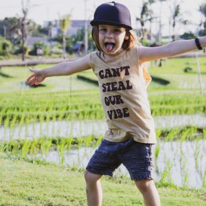 Can't Steal Our Vibe Yellow Sand Wash Kids & Baby Muscle tee