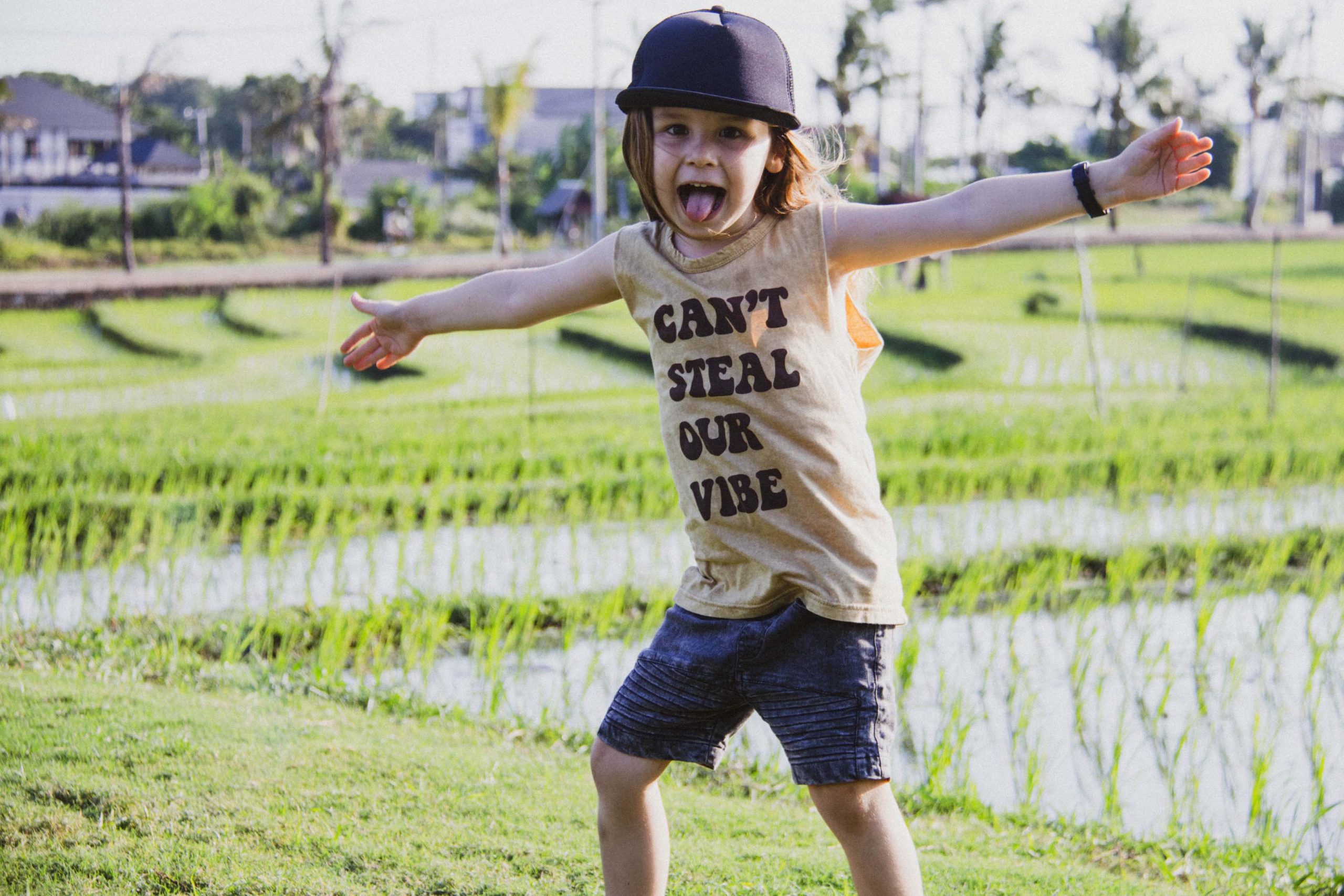 Can't Steal Our Vibe Yellow Sand Wash Kids & Baby Muscle tee