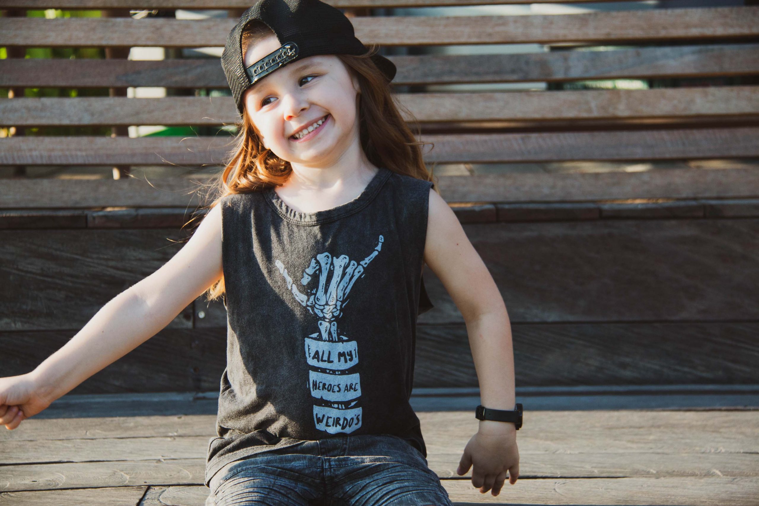 All My Heroes Are Weirdos Dark Grey Acid Wash Baby & Kids Unisex Muscle Tee - Image 2