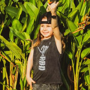 All My Heroes Are Weirdos Dark Grey Acid Wash Baby & Kids Unisex Muscle Tee