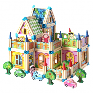 128 Pcs Castle Building Blocks Set – Natural Wood Educational Toy Toddlers