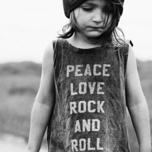 Peace Love Rock N Roll Acid Wash Adult & Baby Muscle Tee