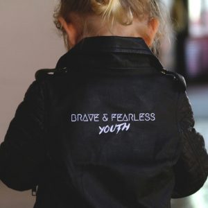 Brave & Fearless Youth Kids Leather Biker Jacket