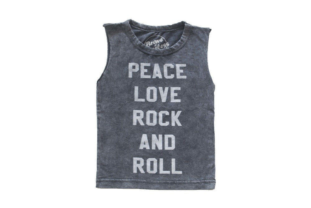 Peace Love Rock N Roll Acid Wash Adult & Baby Muscle Tee - Image 2