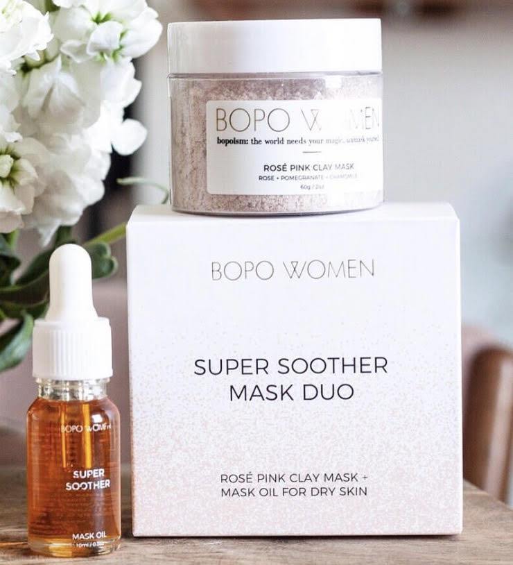 Bopo Women Super Soother Mask Duo - Rose Pink Clay Mask Natural Vegan Plant Based - Image 5
