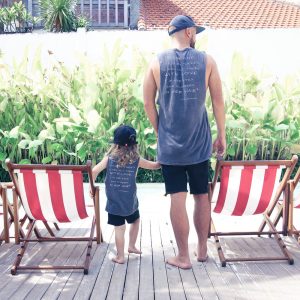 SoCal Black Wet Wash Zepplin Muscle Tee Matching Dad & Child Tee Set
