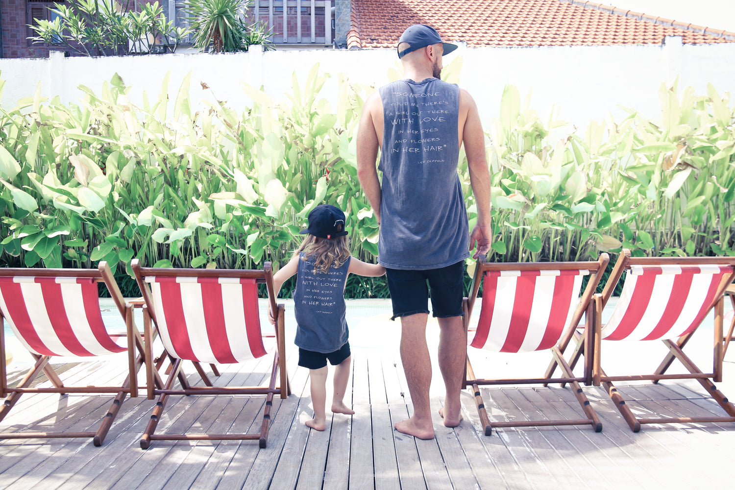 SoCal Black Wet Wash Zepplin Muscle Tee Matching Dad & Child Tee Set
